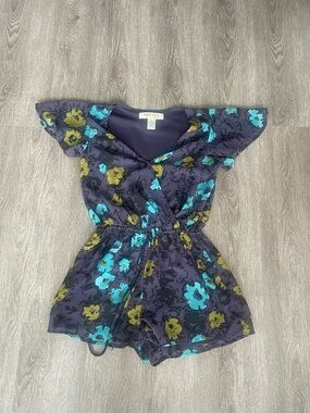 Y2K Mimi Chica Romper Size S Colorful Boho Ditsy Floral Fairy Short Sleeve